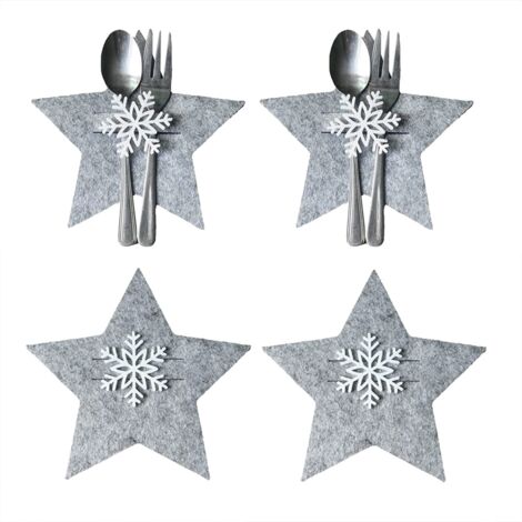 4er-Set Weihnachtsbesteckbeutel, festliche Tischaccessoires, Aufbewahrungsbeutel für Baumschmuck, dekorative Besteckhülle