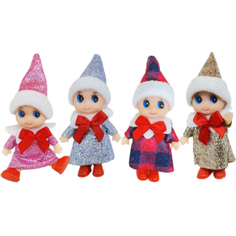 4er-Set Weihnachtselfen-Puppen, Mini-Festtagsfiguren, Kindergeschenk für den Weihnachtsbaum