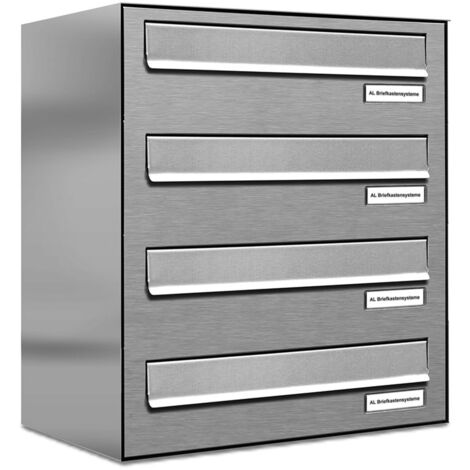 4er V2A Edelstahl Briefkasten-Anlage Tür- Zaundurchwurf