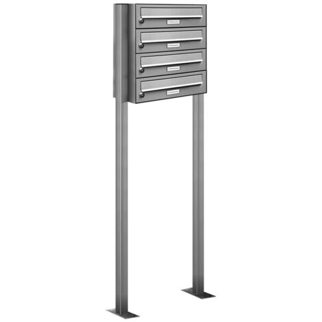 4er V2A Edelstahl Standbriefkasten Anlage Freistehend