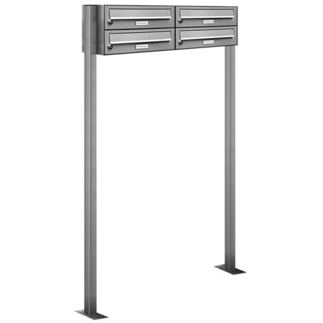 4er V2A Edelstahl Standbriefkasten Anlage Freistehend