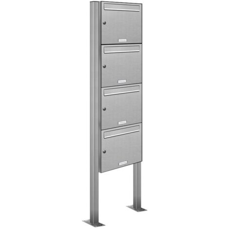 4er V2A Edelstahl Standbriefkasten Anlage Freistehend