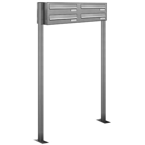 4er V2A Edelstahl Standbriefkasten Freistehend Durchwurfanlage