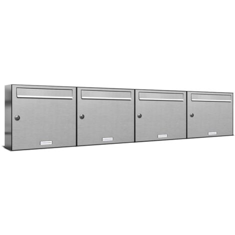4er V2A Edelstahl Wandbriefkasten Anlage 4 Fach Briefkasten Postkasten