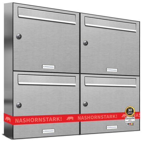 4er V2A Edelstahl Wandbriefkasten Anlage 4 Fach Briefkasten Postkasten