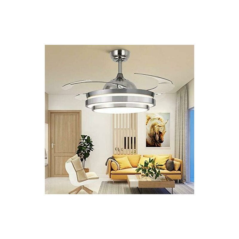 Senderpick - Ventilateur de plafond 36' led avec illumination et télécommande, 3 couleurs graduables, ventilateur de plafond avec 4 ailes