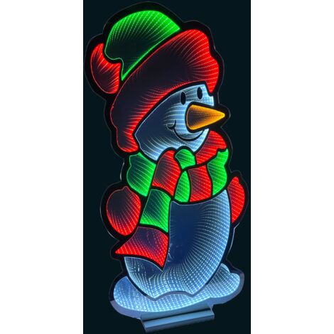 4ft (1.2m) Tall Standing Light up Snowman Infinity Christmas Decoration with Multi-Coloured LEDs