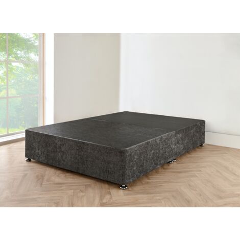4FT Charcoal chenille Divan Bed with mattress