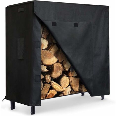SWEEVT 4FT Firewood Rack Outdoor with Cover, Includes Thickened & Widened Rungs, Heavy Duty Log Rack Wood Holder, Easy to Assemble，48x24x42inch