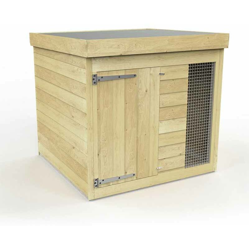 4ft x 4ft Dog Kennel and Run - Wood - L 127 x W 127 x H 127 cm