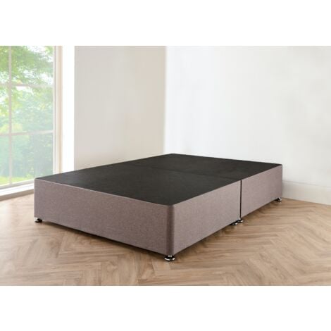 4FT6 Grey linen Divan Bed with no mattress