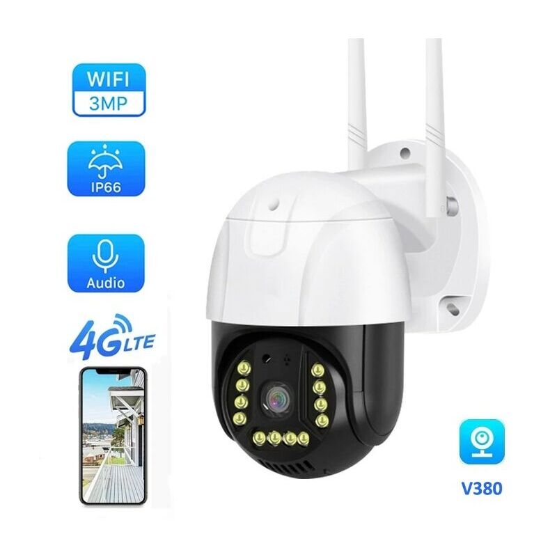 Gotrays - 4G Caméra de Surveillance Extérieure, 360° ptz Caméra ip avec Suivi Automatique,Camera 4G Détection Humaine Vision Nocturne Couleur