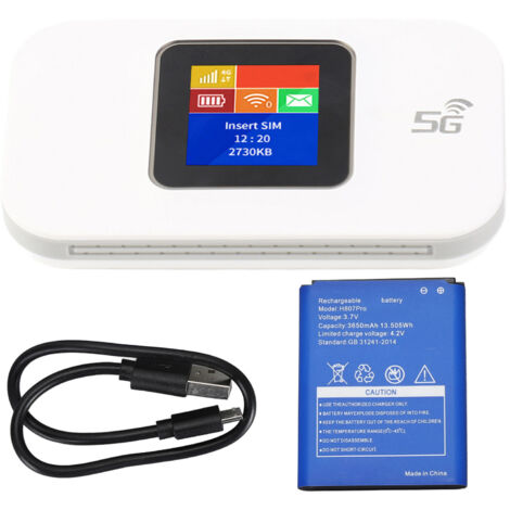 4G portable WiFi 1.44in écran couleur mobile WiFi Hotspot Routeur avec micro carte SIM fente pour téléphone tablette ordinateur portable blanc