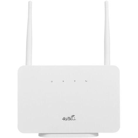 4G-WLAN-Router, LTE-CPE-Router, 300-Mbit/s-WLAN-Router mit 2 externen Antennen mit hoher Verstärkung, SIM-Kartensteckplatz, europäische Version, Weiß, EU-Stecker