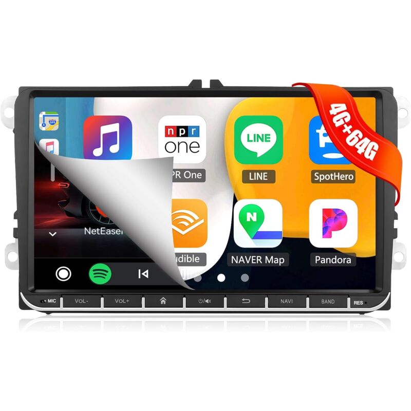 4G+64G 8cœur Android 13 pour VW Golf 5 Polo Skoda Caddy Autoradio,avec Carplay Android Auto,écran 9 Pouces 2DIN avec Navigation RDS/FM/Mirror Link