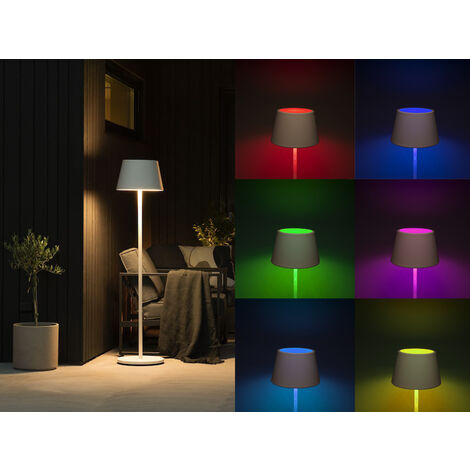 4in1 Akku Outdoor Stehleuchte POMEZIA mit RGB Farbwechsel, Weiß, H:150cm