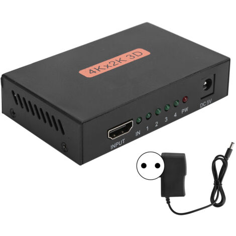 4K/2K HDMI-Splitter-Videoadapter für zwei Monitore, Weitbereichsnetzteil 100–240 V, EU-Stecker