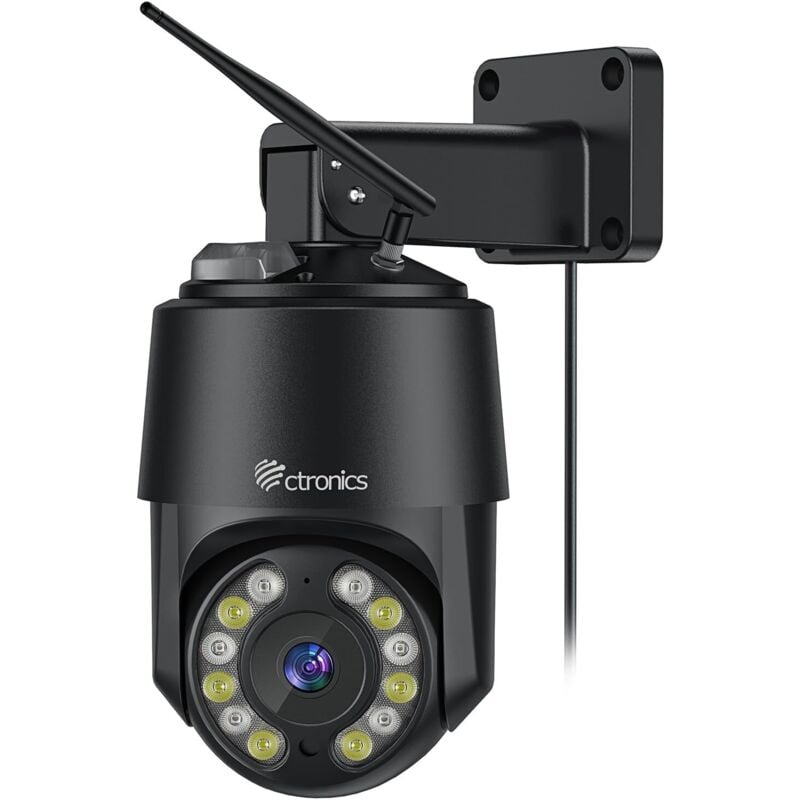 Ctronics - 4K 8MP Caméra Surveillance WiFi 2,4/5GHz, Détection Humain/Véhicule/Animal Suivi Auto,Alarme Lumière Vision Nocturne Couleur Cloud/Métal