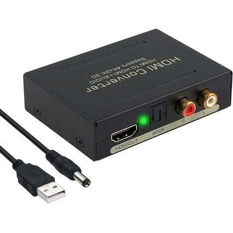 MOWZE Convertisseur audio 4K HDMI - Extrayez l'audio numérique vers analogique - SPDIF/Toslink RCA L/R - Adaptateur vidéo haute définition pour Blu-ray DVD Xbox One et plus