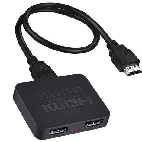 4K HDMI Video Splitter, 1x Input 2x Output, 3840X2160P, 60HZ, HDCP/3D Support, 5V 1A MicroUSB Power Supply, Black
