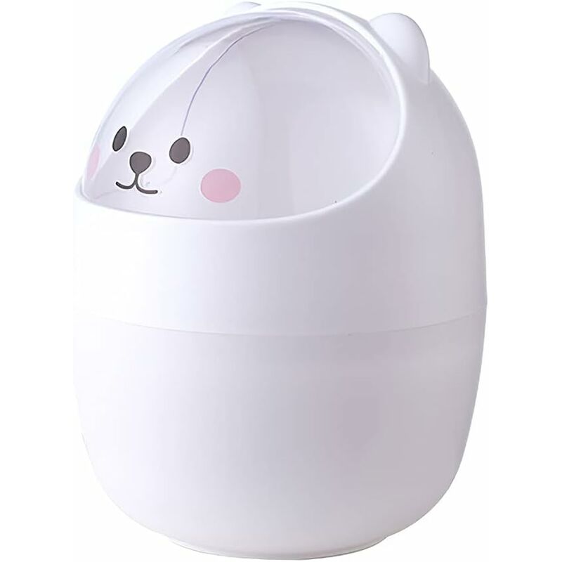 Niceone - 4L Cute Bear Desktop Trash Can, Cartoon Paper Trash Can, Mini Trash Can with Lid for Office Study Bedroom (111115.5cm)
