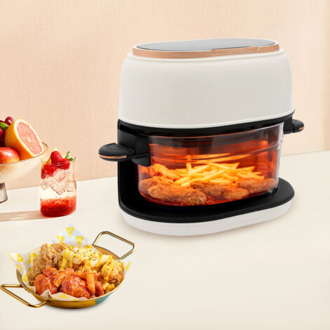 4L Weiß Heißluftfritteuse mit Touchscreen, mit sichtbarem Frittierkorb 1350W