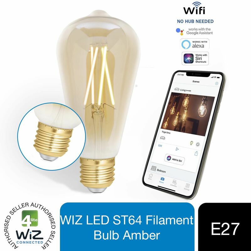WiZ LED ST64 Smart Filament Bulb Amber ES (E27) Tuneable White & Dimmable, 1 Pack