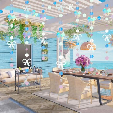 4m GUIRNALDA LAZOS CÍRCULOS DECORACIÓN NAVIDEÑA HOLOGRÁFICA COLGANTE