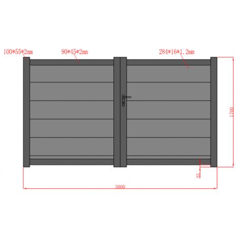 4M – Portail aluminium battant RAL7016 3m x 1,70m – Structure durable pour sécurité extérieure – Finition élégante et moderne - L3mxH1