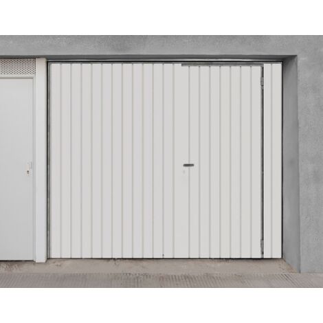 4M – Porte de garage basculante L2800 x H2060 mm – Tôle blanche galvanisée – Portillon intégré 810 x 1960 mm – Manœuvre manuelle