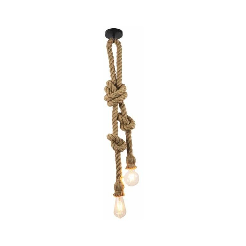 4M Suspension Vintage en Corde Chanvre 200cm DIY Double douille E27 Luminaire Rétro Lampe pour Restaurant Bar Cafe Lighting 4M Suspension Vintage en Corde Chanvre 200cm DIY Double douille E27 Luminaire Rétro Lampe pour Restaurant Bar Cafe Lighting
