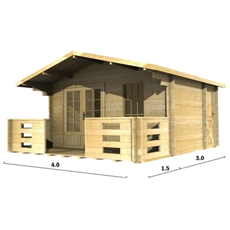 Abingdon - 4m x 3m Log Cabin (2045) - Double Glazing (34mm Wall Thickness)