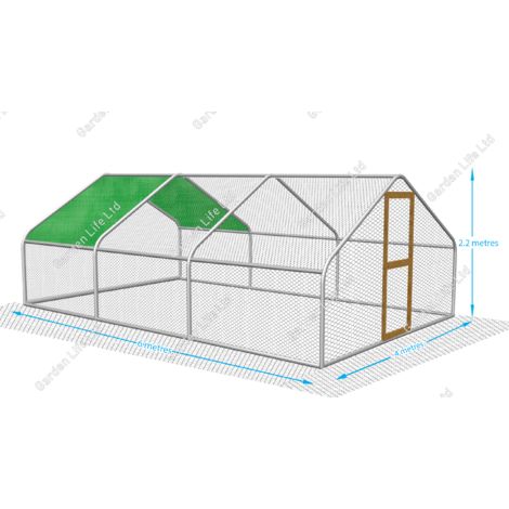 4m X 6m Walk In Chicken Run One Inch Hex Mesh Pvc Part Cover