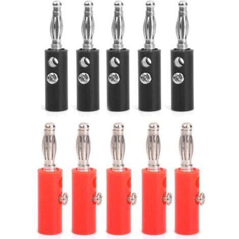 4mm Fiches Bananes Isoles Connecteurs Jack Nouveaux 10pcs Rouge + Noir