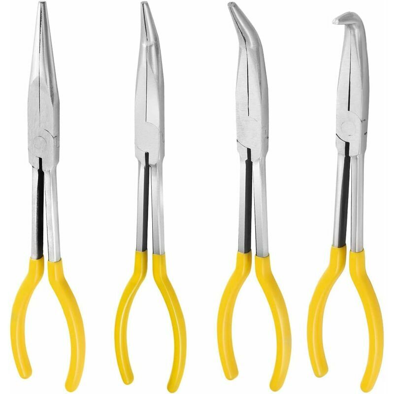 4P 11quot Straight Bent Pince Long Nez à Manche Souple Inclure 0 ° 25 ° 45 ° 90 ° Pince Courbé