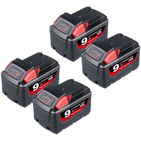 PDSTATION 4Pack 18V Für Milwaukee M18 Akku M18B6 XC 9.0 Ah Li-Ion 48-11-1860 48-11-1852