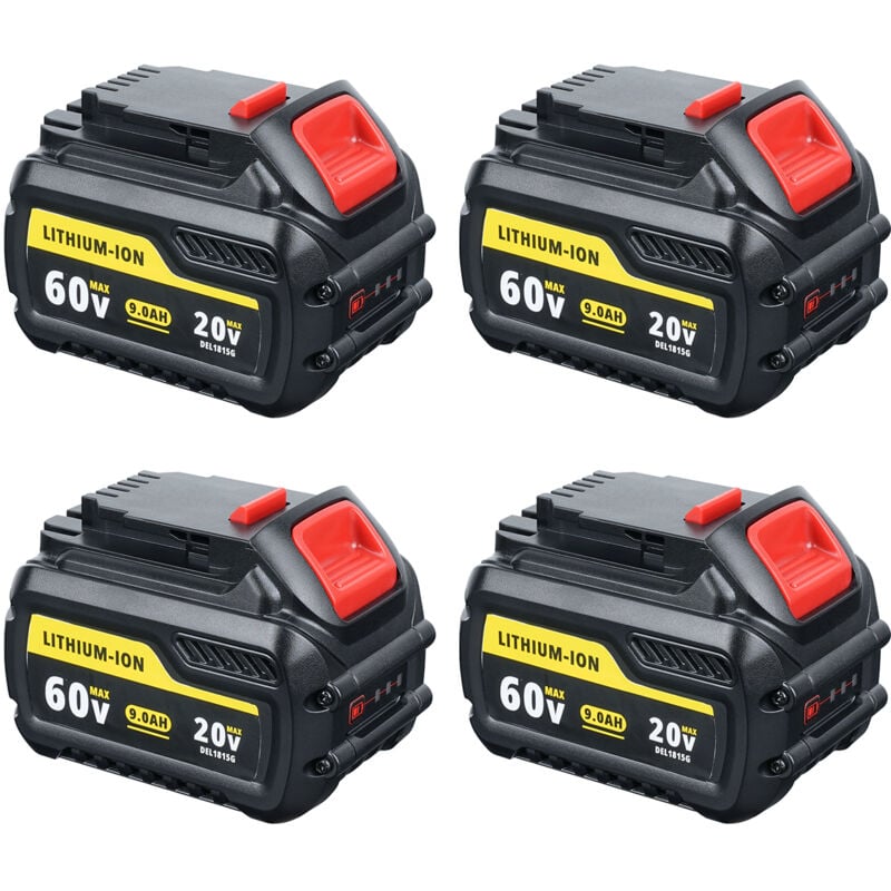 4Pack 9.0Ah Replacement for Dewalt 20V 60V Flexvolt Battery Compatible with DCB609 DCB606 DCB612 DCB200 DCB201 DCB203 DCB204 DCB206 DCB207 DCB209