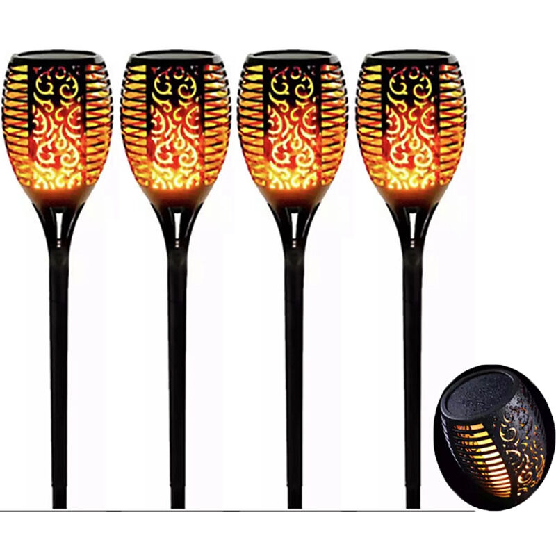 4Pack Solaire Flamme Lumières 96LED Extérieur Étanche Scintillement Danse Torches Lampe pour Jardin Décoration Voie Pelouse Lumières