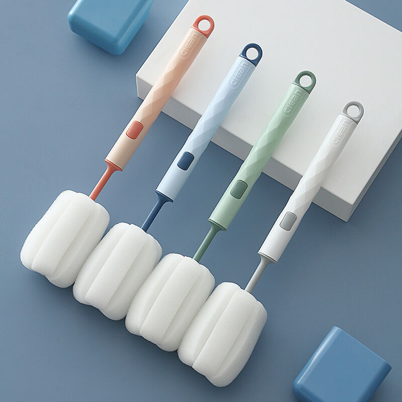 4pc Brosse tasse à eau artefact brosse de nettoyage manche long pas de coin mort décontamination éponge gommage petite brosse