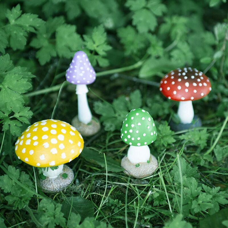 4pc Colourful Mushroom Garden Ornaments