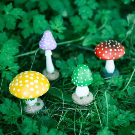 4pc Colourful Mushroom Garden Ornaments