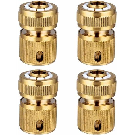 4PC Raccords Rapide Tuyau d'arrosage en Laiton, Rapide Raccord Connecteurs pour Tuyau d’arrosage dans Le Jardin 1/2 Quick Connectors