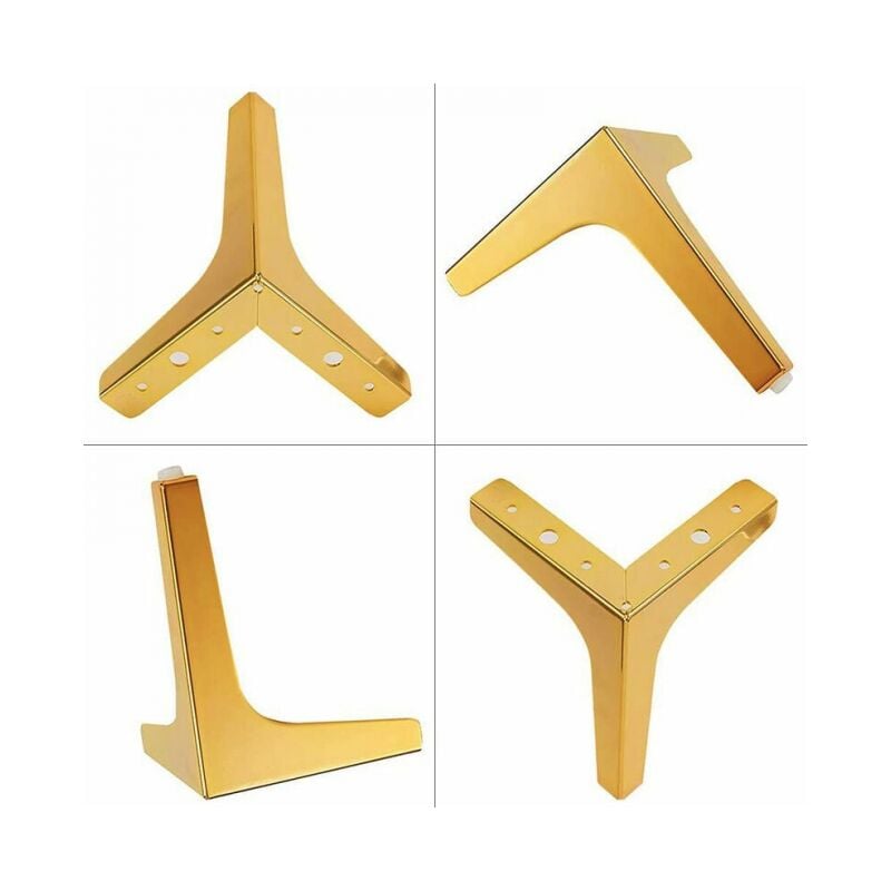 4pc Set de 4 Pieds Doré - 10cm de Lit Triangles en Métal Pieds Meubles pour Bricolage Table Armoire