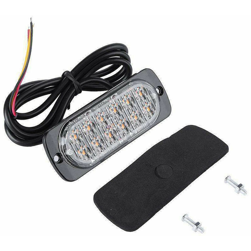 Heguyey - 4Pcs 12 Strobe Led Amber Hazard Beacon Emergency Flashing Side Light Bars Warning Signal Tow Truck Flashing Lamp, Black