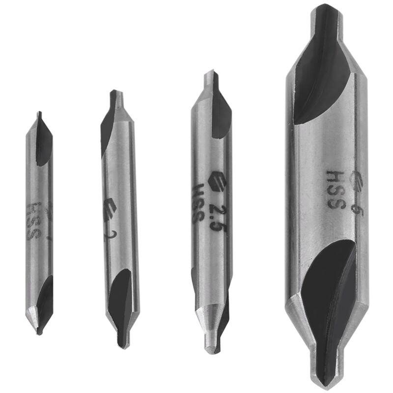 Ineasicer - 4pcs 1/2/2.5/5mm Forets de centrage hss à 60 degrés Jeu de forets de centrage