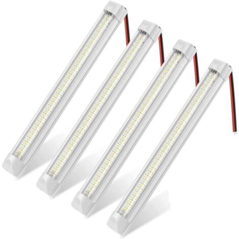 4PCS 12V Barre de lumière intérieure à LED Eclairage Voiture Lumineuse 108LED avec Interrupteur Marche/arrêt pour Van Camping