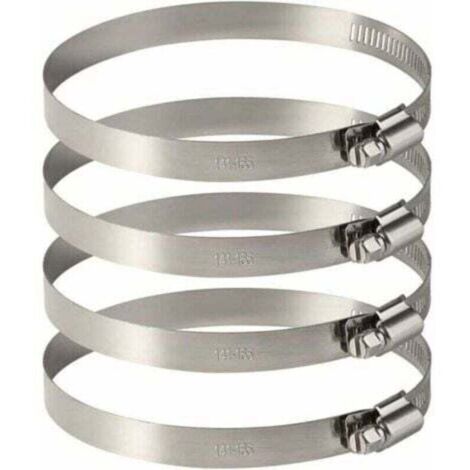 4Pcs 150 mm Collier de Serrage Tuyau Ajustable en Acier Inoxydable Pour Fixer Souples Durites (141mm-165mm)