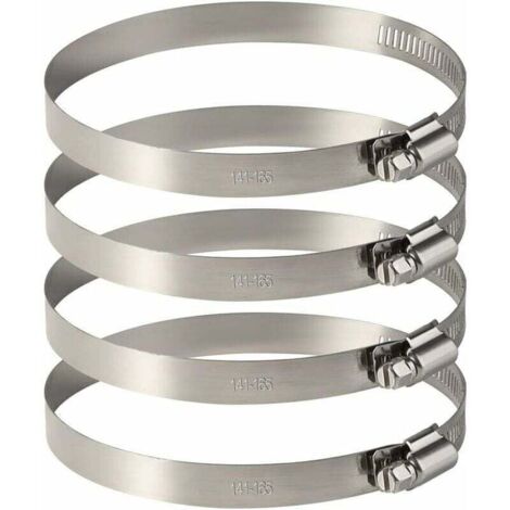 4Pcs 150 mm Collier de Serrage Tuyau Ajustable en Acier Inoxydable Pour Fixer Souples Durites (141mm-165mm)