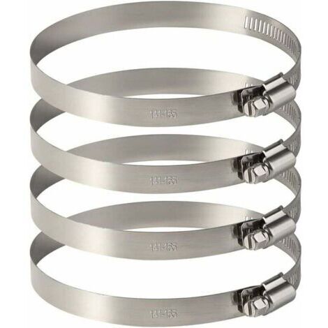 4Pcs 150 mm Collier de Serrage Tuyau Ajustable en Acier Inoxydable Pour Fixer Souples Durites (141mm-165mm)