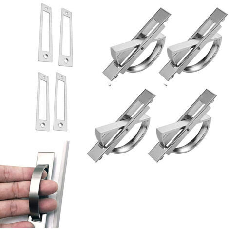 4pcs 180 °rotative à Poignée de Porte Encastrée Poignée dissimulée Tatami Poignées Cachées en Alliage de Zinc pour tiroirs, armoires, coiffeuses, etc - Poignées de Tiroir Brossé Moderne